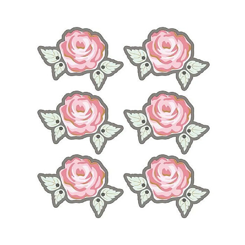 Rayher Autocollants 3D 4cm - Rose romantique avec contour gris