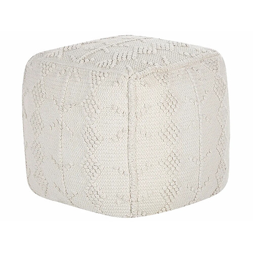 Beliani Pouf en coton blanc 40 x 40 cm WARANGAL