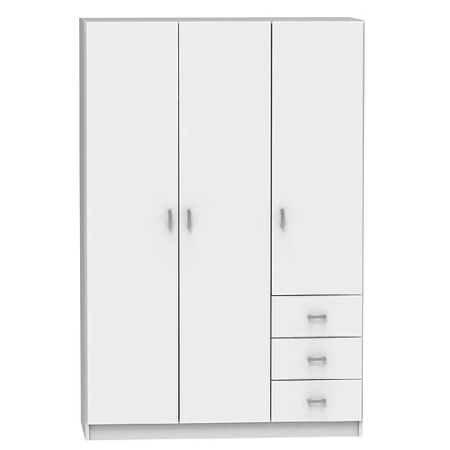 Pegane Armoire placard / meuble de rangement coloris blanc - Hauteur 180 x Longueur 120 x Profondeur 50 cm