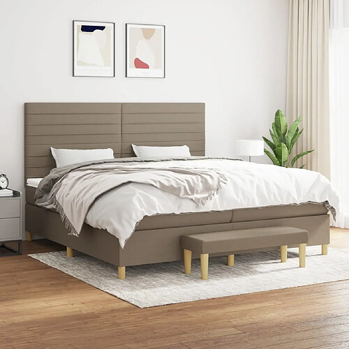 vidaXL Sommier à lattes de lit avec matelas Taupe 200x200 cm Tissu