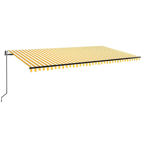 Maison Chic Auvent automatique | Store banne extérieur | Marquise capteur de vent LED 600x350cm Jaune et blanc -MN54619