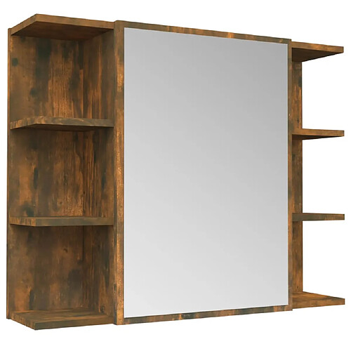 Helloshop26 Armoire à miroir de salle de bain 80 x 20,5 x 64 cm bois chêne 02_0006724