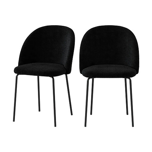 Rendez Vous Deco Chaise Karl en tissu bouclé noir (lot de 2)