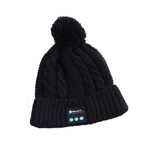 YP Select Bluetooth Beanie Ball Knit Cap Casque sans fil Appelez Music Stereo Bluetooth Hat Music Headset Knit Cap-Noir