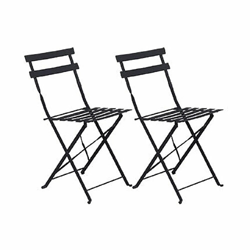 Mes Lot de 2 chaises de jardin pliantes en métal gris - BACA