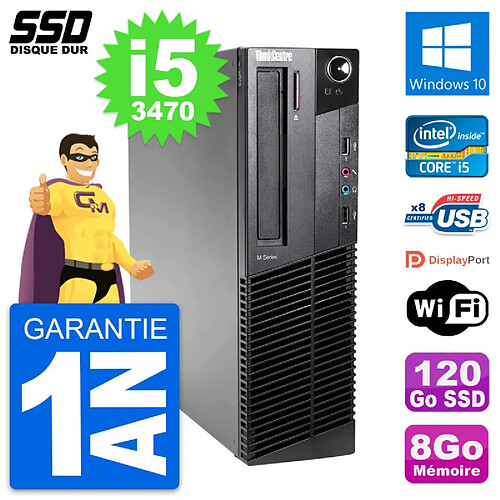 PC Lenovo ThinkCentre M82 SFF Intel i5-3470 RAM 8Go SSD 120Go Windows 10 Wifi · Occasion