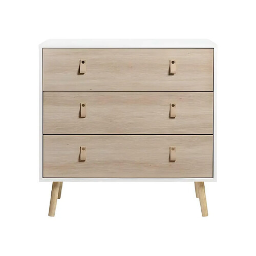 Vente-Unique Commode 3 tiroirs - Pieds en bois - KENT