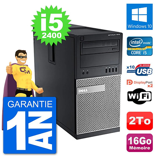 PC Tour Dell 7010 Intel Core i5-2400 RAM 16Go Disque Dur 2To Windows 10 Wifi · Occasion