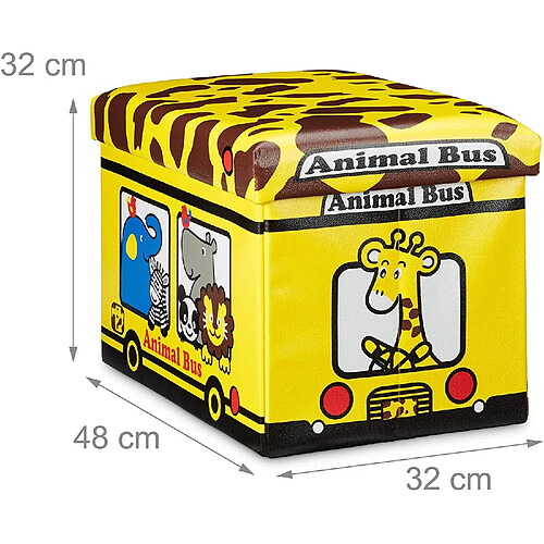 Helloshop26 Coffre à jouets synthétique boîte couvercle tabouret pouf enfant pliable jaune 13_0000781_6