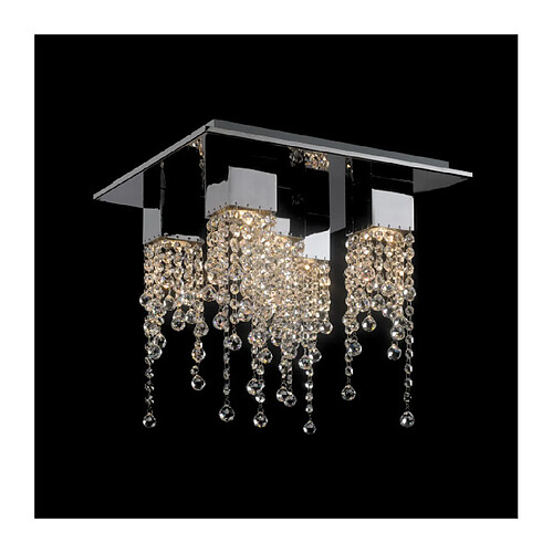 Luminaire Center Suspension en cristal Larix Chrome, 5 ampoules