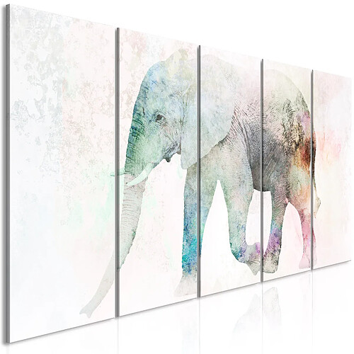 Decoshop26 Tableau toile de décoration murale impression premium en 5 parties sur châssis en bois motif Éléphant peint 200x80 cm 11_0015179