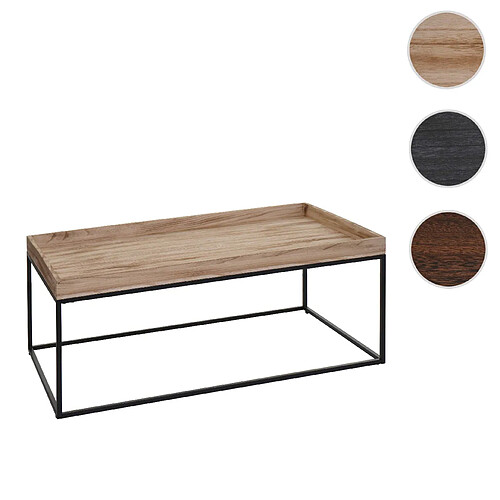 Mendler Table basse HWC-K71, table basse table d'appoint, bois massif métal 46x110x60cm ~ naturel