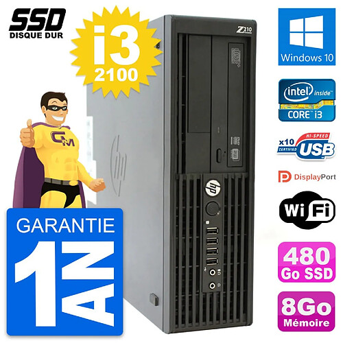 PC HP WorkStation Z210 SFF Intel Core i3-2100 RAM 8Go SSD 480Go Windows 10 Wifi · Occasion