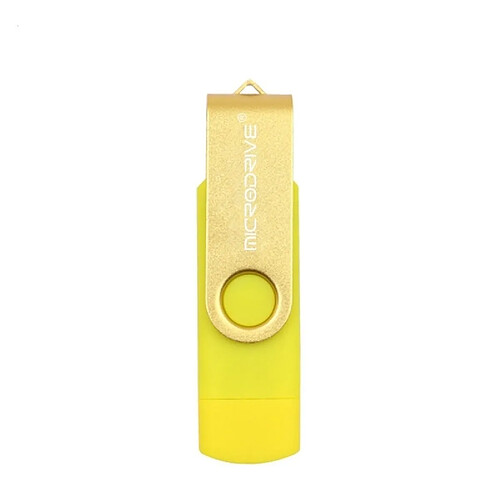 Wewoo Clé USB MicroDrive 8 Go USB 2.0 pour téléphone et ordinateur Double disque rotatif OTG Metal U jaune