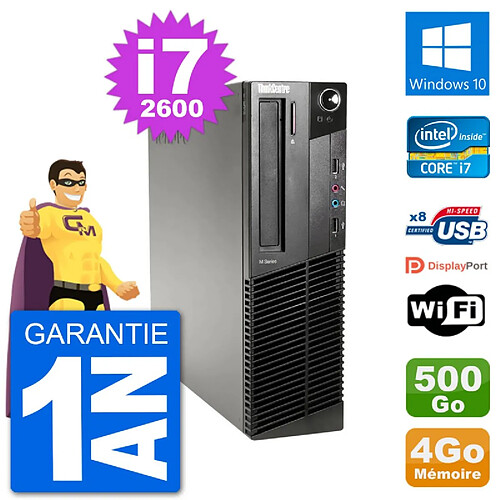 PC Lenovo M91p SFF Intel i7-2600 RAM 4Go Disque Dur 500Go Windows 10 Wifi · Occasion