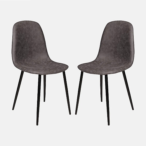 Alter Ensemble de 2 chaises modernes en éco-cuir, pour salle à manger, cuisine ou salon, cm 56x45h87, couleur gris