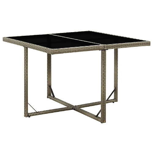 vidaXL Table de jardin Gris 109x107x74 cm Résine tressée et verre