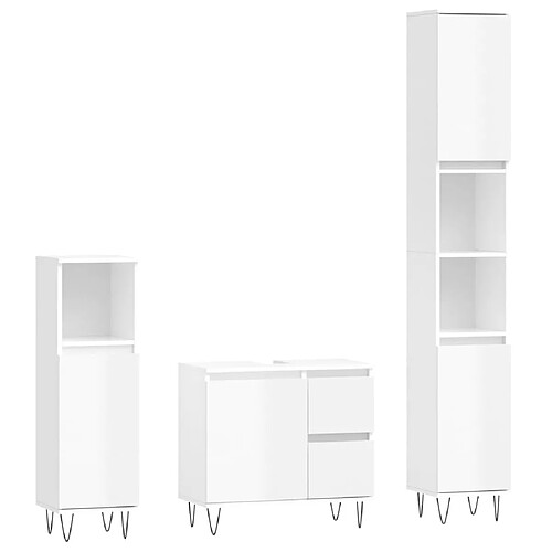 Maison Chic Armoire de Bain | Ensemble de 3 meubles salle de bain blanc brillant -GKD93123