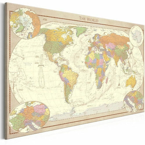 Paris Prix Tableau Imprimé Cream World Map 80 x 120 cm