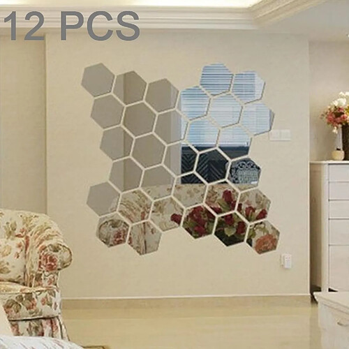 Wewoo Sticker Mural argent 12 PCS 3D Hexagonal Mirror Wall Stickers Set, Taille: 4 * 4cm