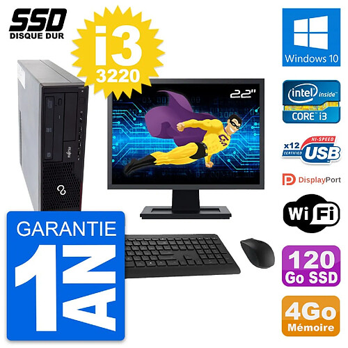 PC Fujitsu E910 DT Ecran 22" Intel i3-3220 RAM 4Go SSD 120Go Windows 10 Wifi · Occasion