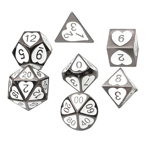 7 Pièces Métal Polyédrique Dés D4 D6 D8 D10 D12 D20 Ensemble Jeu De Rôle Jeu 07