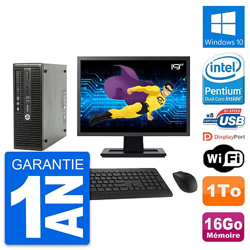 PC HP 400 G3 SFF Ecran 19" Intel G4400 RAM 16Go Disque 1To Windows 10 Wifi · Occasion