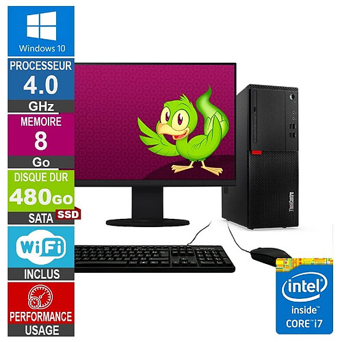 Lenovo M710T i7-6700 4GHz 8Go/480Go SSD Wifi W10 + Ecran 27 · Reconditionné