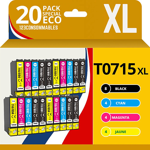 123Consommables Pack 20 Cartouches compatibles EPSON T0715XL