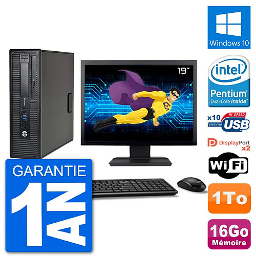 PC HP EliteDesk 800 G1 Ecran 19" Intel G3220 RAM 16Go Disque 1To Windows 10 Wifi · Occasion