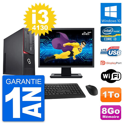 PC Fujitsu E920 DT Ecran 22" Intel i3-4130 RAM 8Go Disque 1To Windows 10 Wifi · Occasion