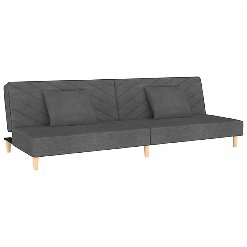 Maison Chic Canapé-lit convertible, Clic-Clac à 2 places avec deux oreillers Gris foncé Tissu -GKD84220