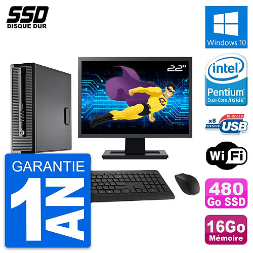 PC HP ProDesk 400 G1 SFF Ecran 22" G3220 RAM 16Go SSD 480Go Windows 10 Wifi · Occasion