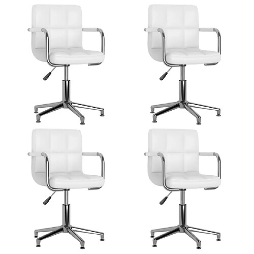 vidaXL Chaises pivotantes à manger lot de 4 blanc similicuir