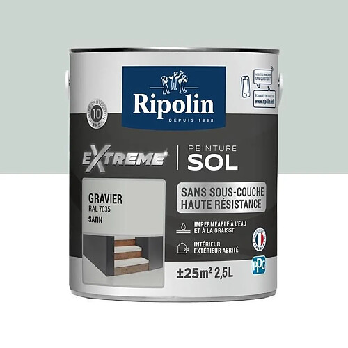 RIPOLIN Peinture pour Sol Interieur + Exterieur - Gravier Ral 7035 Satin, 2,5L