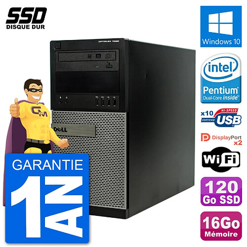 PC Tour Dell 7020 Intel Pentium G3220 RAM 16Go SSD 120Go Windows 10 Wifi · Occasion