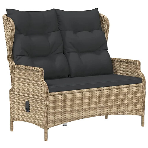 Maison Chic Banc de jardin à 2 places | Banquette de jardin | Chaise Relax avec coussins Marron Résine tressée -MN76218