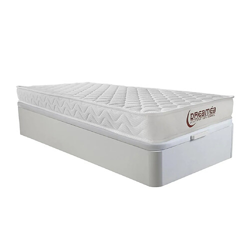 Vente-Unique Ensemble 90 x 190 cm sommier coffre blanc + matelas mémoire de forme ép.15cm - PELOPS de DREAMEA