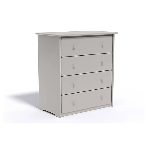 DECOPIN commode 4 tiroirs en bois massif thio - lin uni