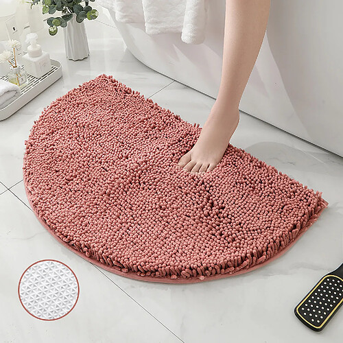 LUUCOZK Tapis de bain antidérapants absorbants à séchage rapide, tapis de décoration de salle de bain, couleur 10, fond TPR-Demi-cercle 50X80CM