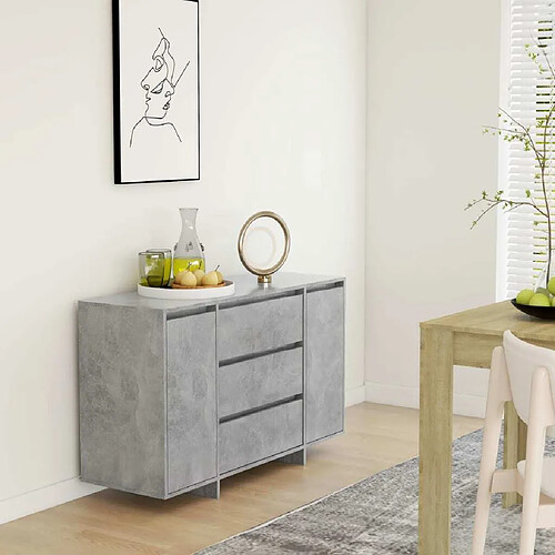 Maison Chic Buffet commode,console avec 3 tiroirs pour rangement Gris béton 120x41x75 cm Aggloméré -MN67307