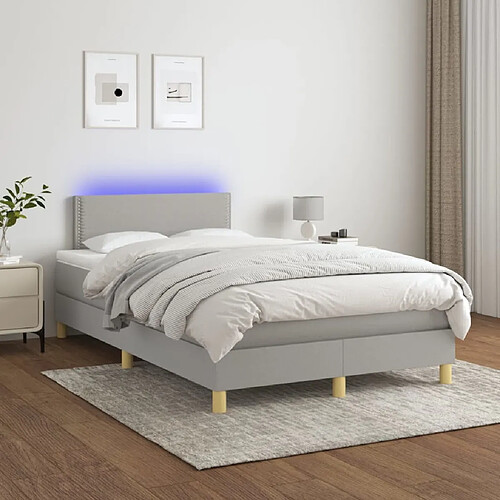 Sommier à lattes et matelas LED,Cadre à lattes de lit pour Adulte Gris clair 120x200 cm Tissu -MN23318