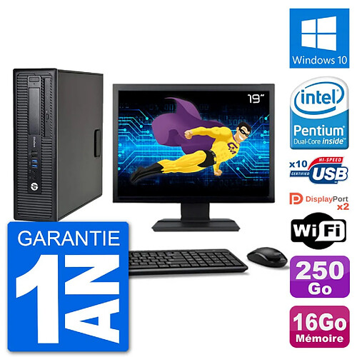 PC HP 800 G1 Ecran 19" Intel G3220 RAM 16Go Disque 250Go Windows 10 Wifi · Occasion