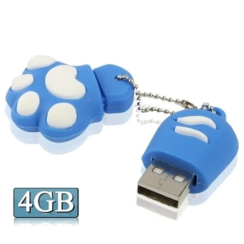 Wewoo Clé USB bleu 4 Go de patte d'ours en forme de silicone USB 2.0 Flash Disk avec anti-poussière