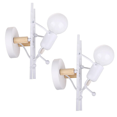 Stoex Lot de 2 Créative Applique Murale Petit Gens de Fer, Lampe de Mur Style Simple Industrielle Lumière Interieur Enfant Bar Chambre Cuisine Restaurant