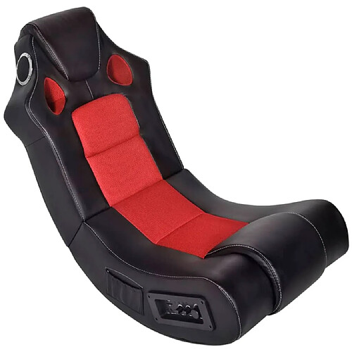 vidaXL Fauteuil à bascule à enceinte Noir et rouge Similicuir