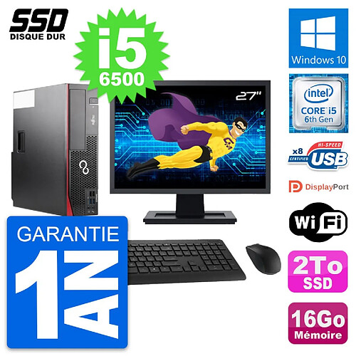 PC Fujitsu D556 DT Ecran 27" Intel Core i5-6500 RAM 16Go SSD 2To Windows 10 Wifi · Occasion