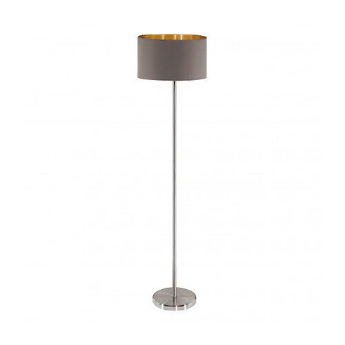 EGLO Lampadaire en textile MASERLO 1 ampoule nickel satiné abat jour cappuccino