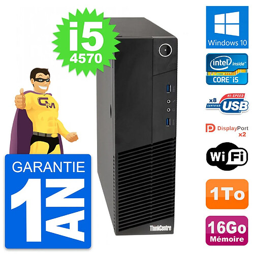 PC Lenovo ThinkCentre M83 SFF Intel i5-4570 RAM 16Go Disque 1To Windows 10 Wifi · Occasion