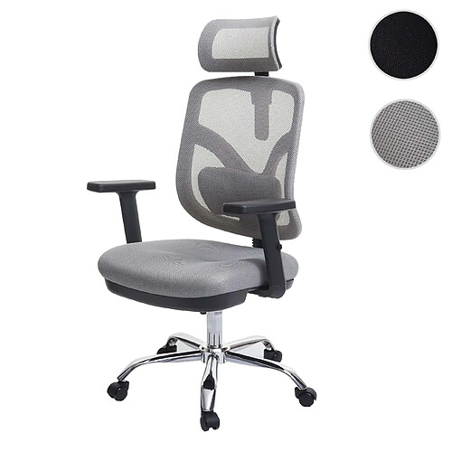 Mendler Chaise de bureau HWC-J92, chaise de bureau, ergonomique, appui-lordose réglable et accoudoir ~ gris